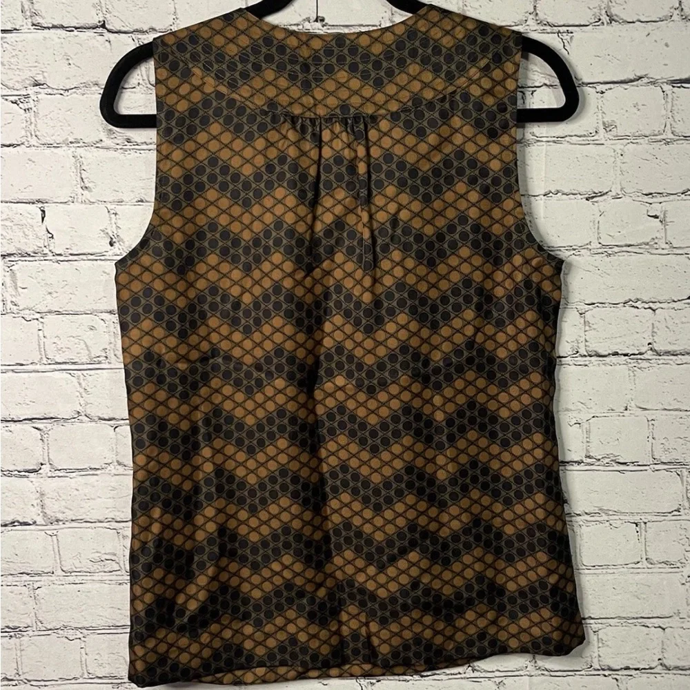 Tory Burch Brown Chevron Sleeveless Blouse